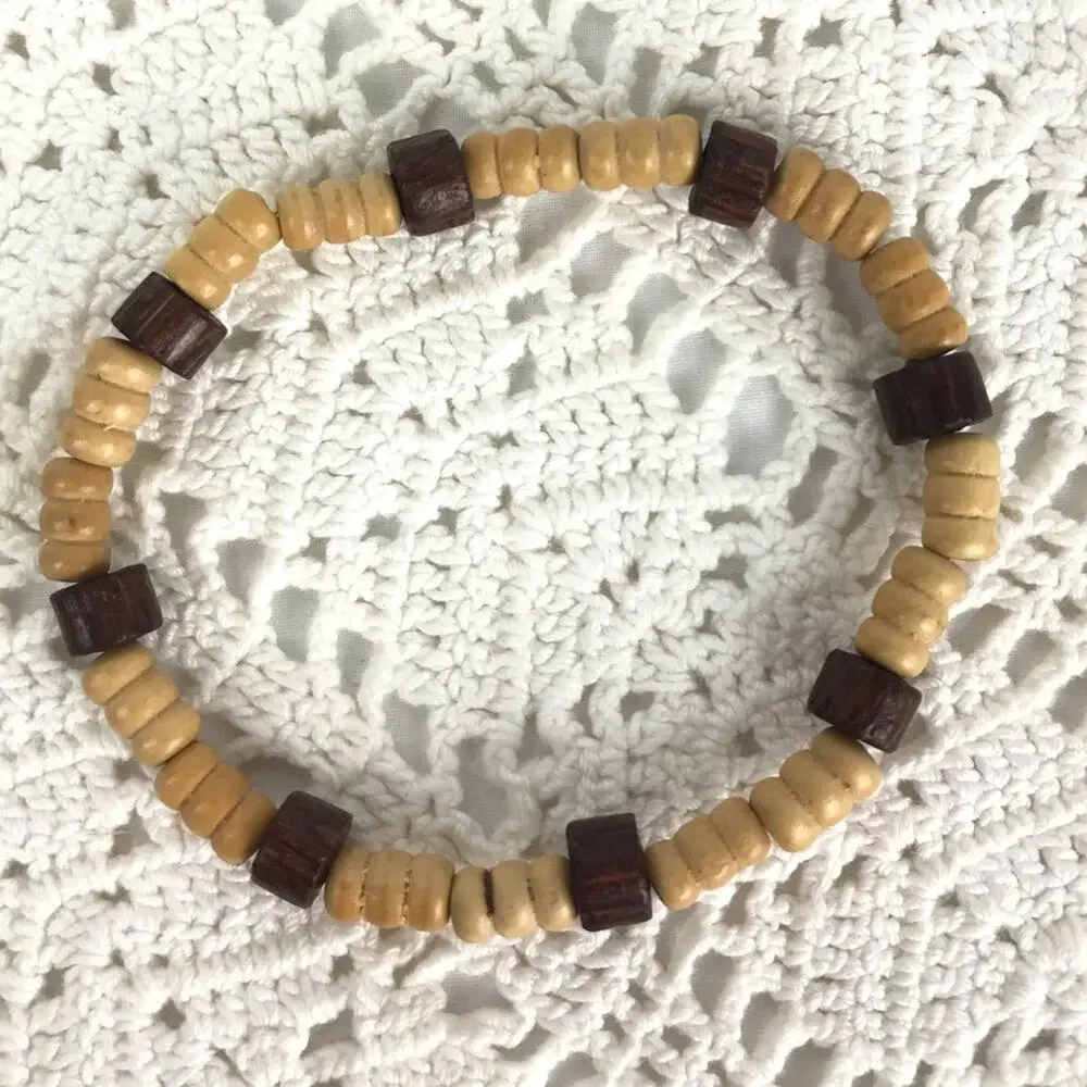 Natural Stone Wood Meditation Reiki Bracelets Blue